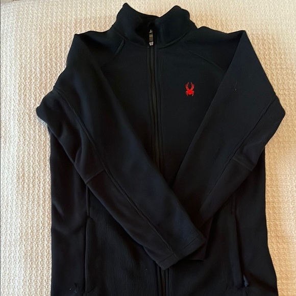 Spyder KIDS XL CORE Sweater/Jacket, XL BOYS, waffle knit and velour. Black w red - Picture 4 of 11